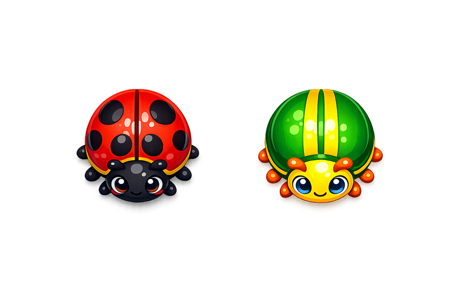 Ladybug and beetle playing pieces